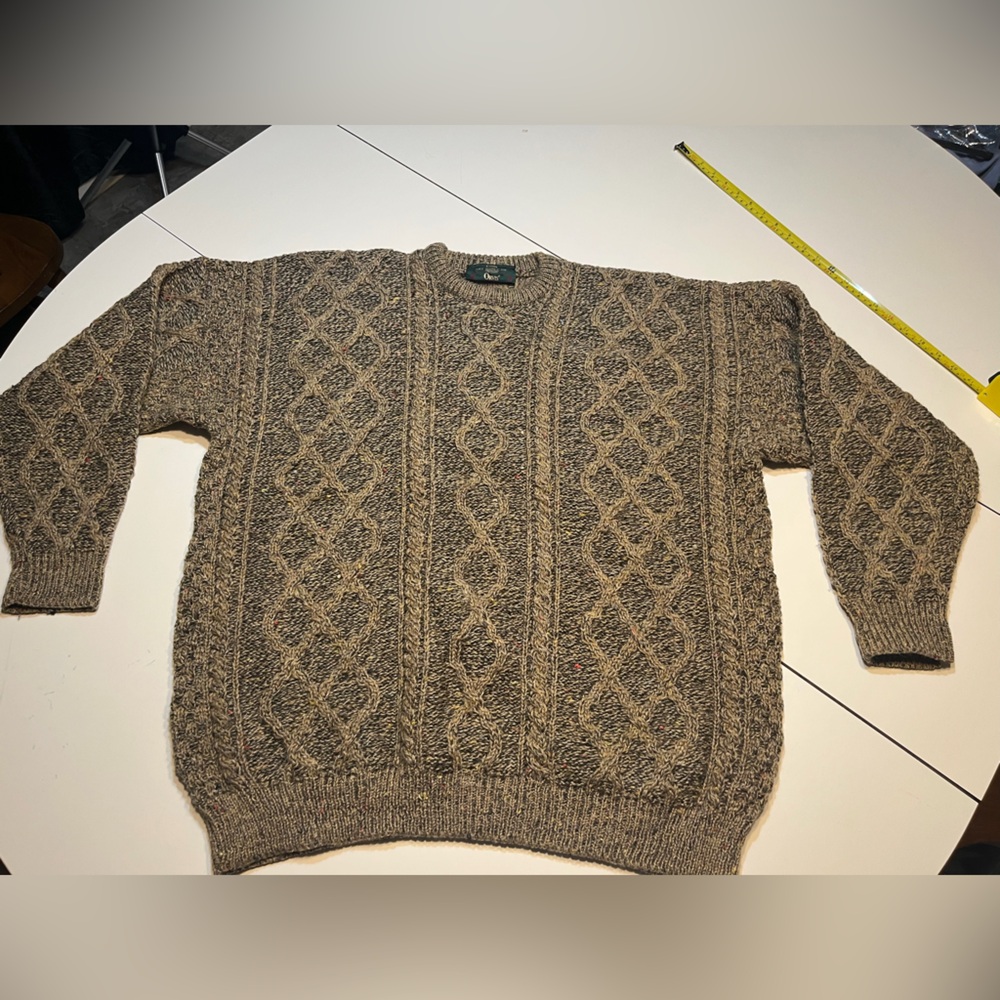 Vintage Orvis XL chunky thick sweater green brown hues